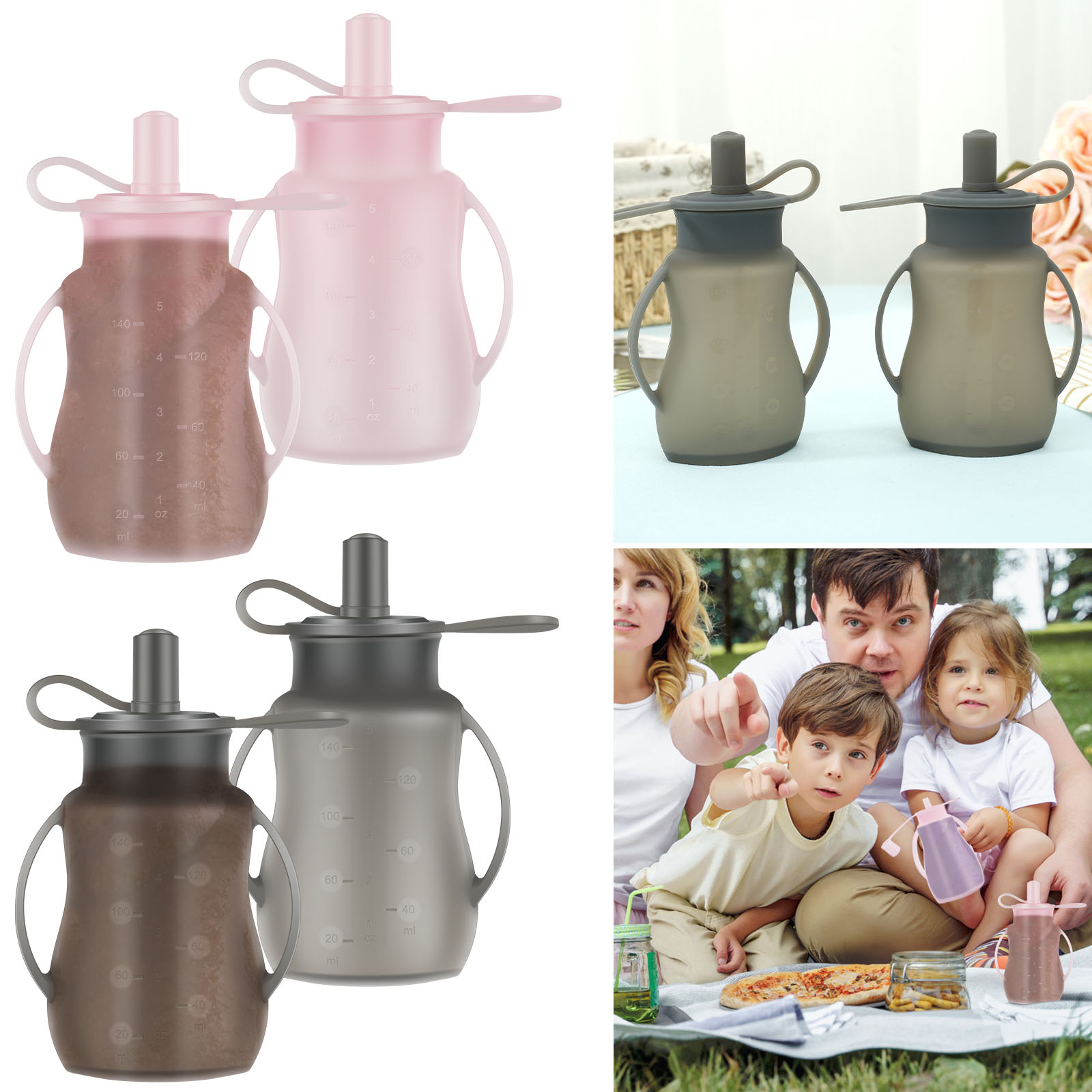 Baby Food Pouches Reusable - 2 pçs malotes de alimentação do