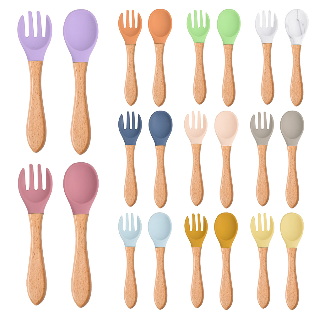 Baby Food Utensils Set - 2 pçs/set bebê colher de silicone