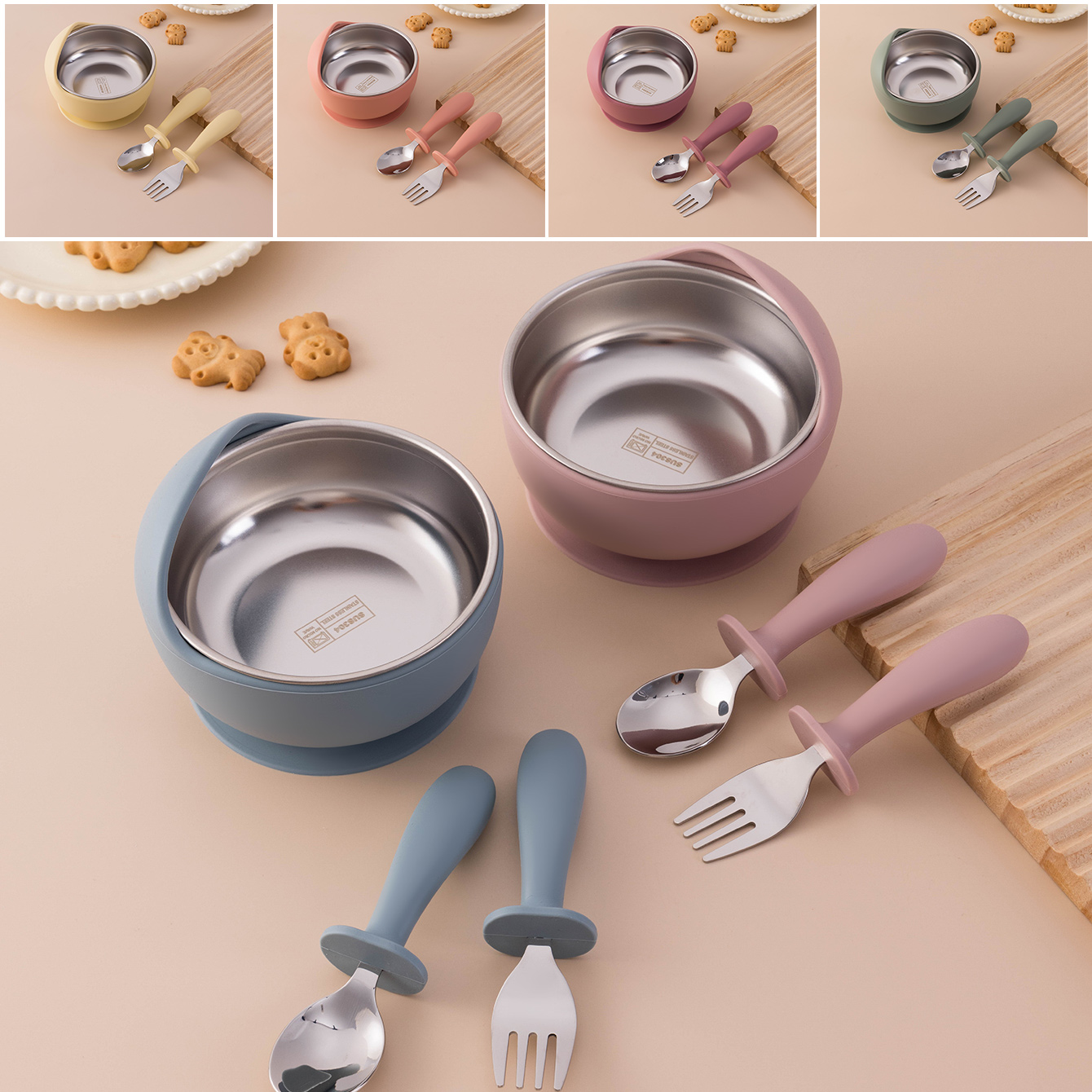 Cor crianças 3 pçs de aço inox - Baby Food Utensils Set avaliação e preço