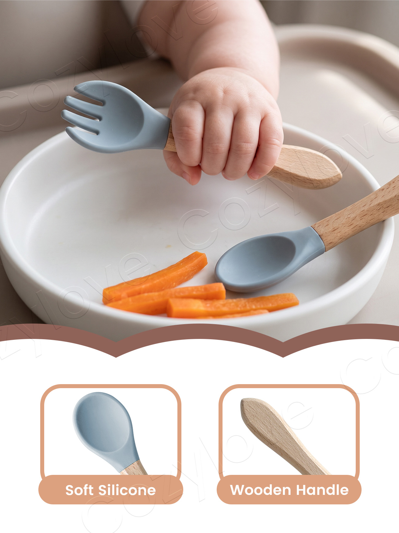 Conjunto de Garfo e Colher de  - Baby Food Utensils Set avaliação e preço