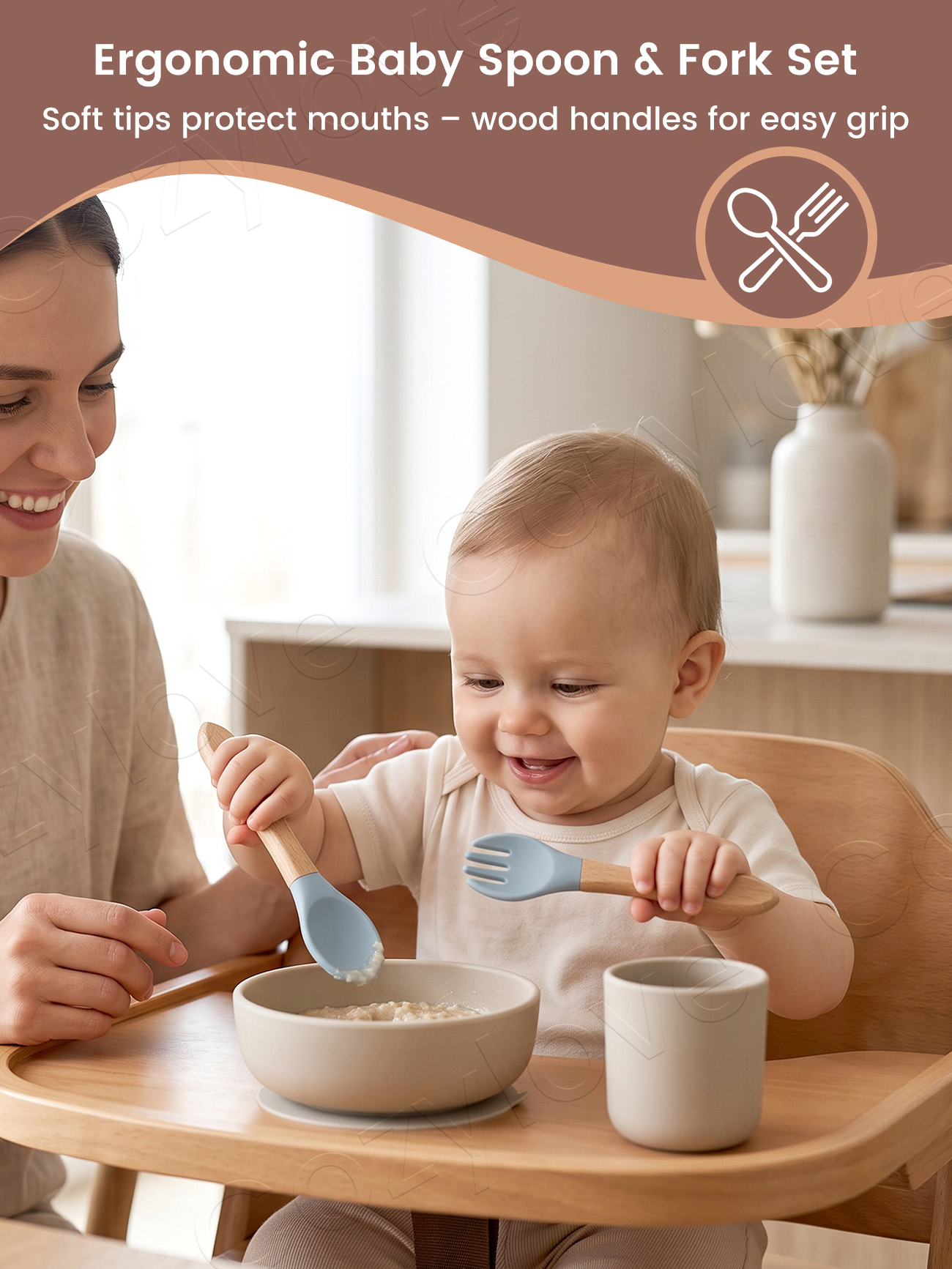 Conjunto de Garfo e Colher de  - Baby Food Utensils Set avaliação e preço
